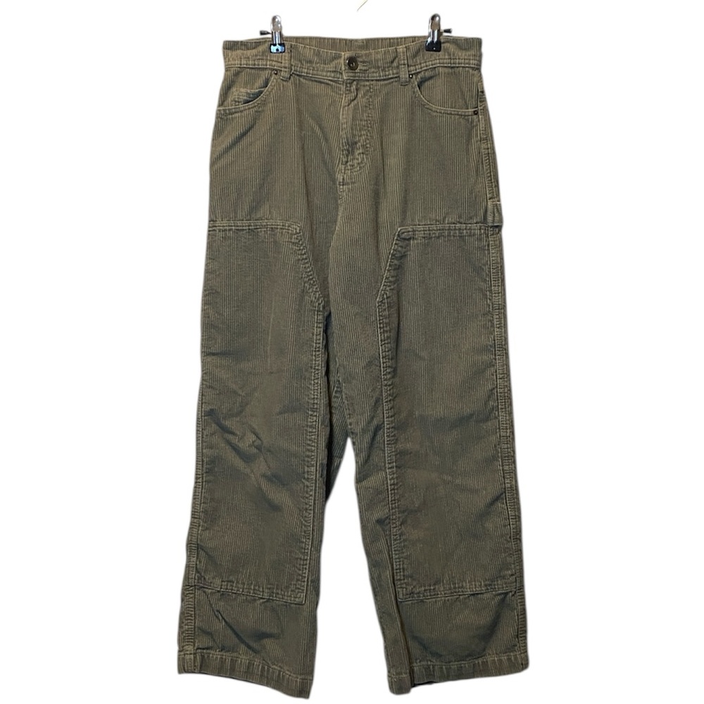 No Boundaries Corduroy Carpenter Pants Men’s 30x31 Green Double Knee Baggy Y2K